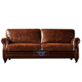 classic antique deep brown leather sofa